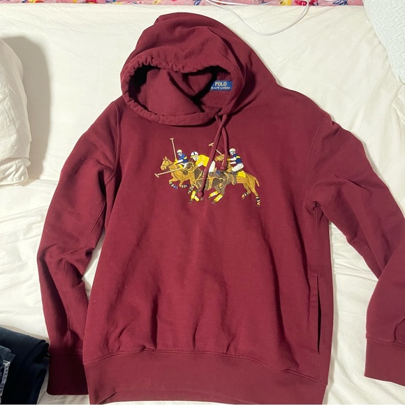 Polo Ralph Lauren Burgundy Hoodie with Polo Graphic - Picture 3 of 6
